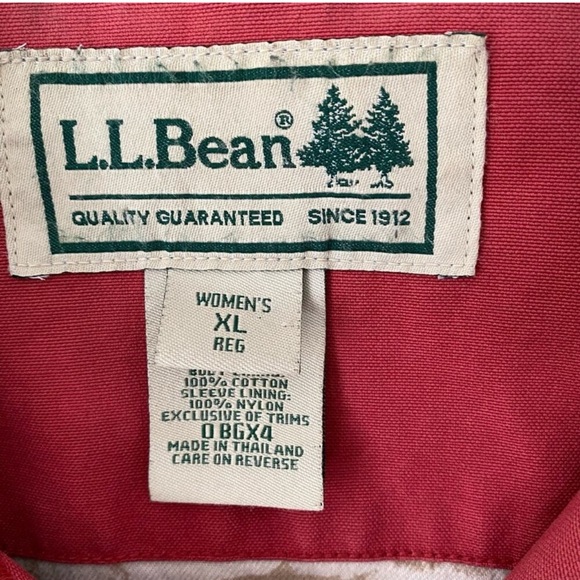 L.L. Bean Womens Light Red Barn Jacket with Brown Corduroy Trim & Flannel Lining - Picture 6 of 8